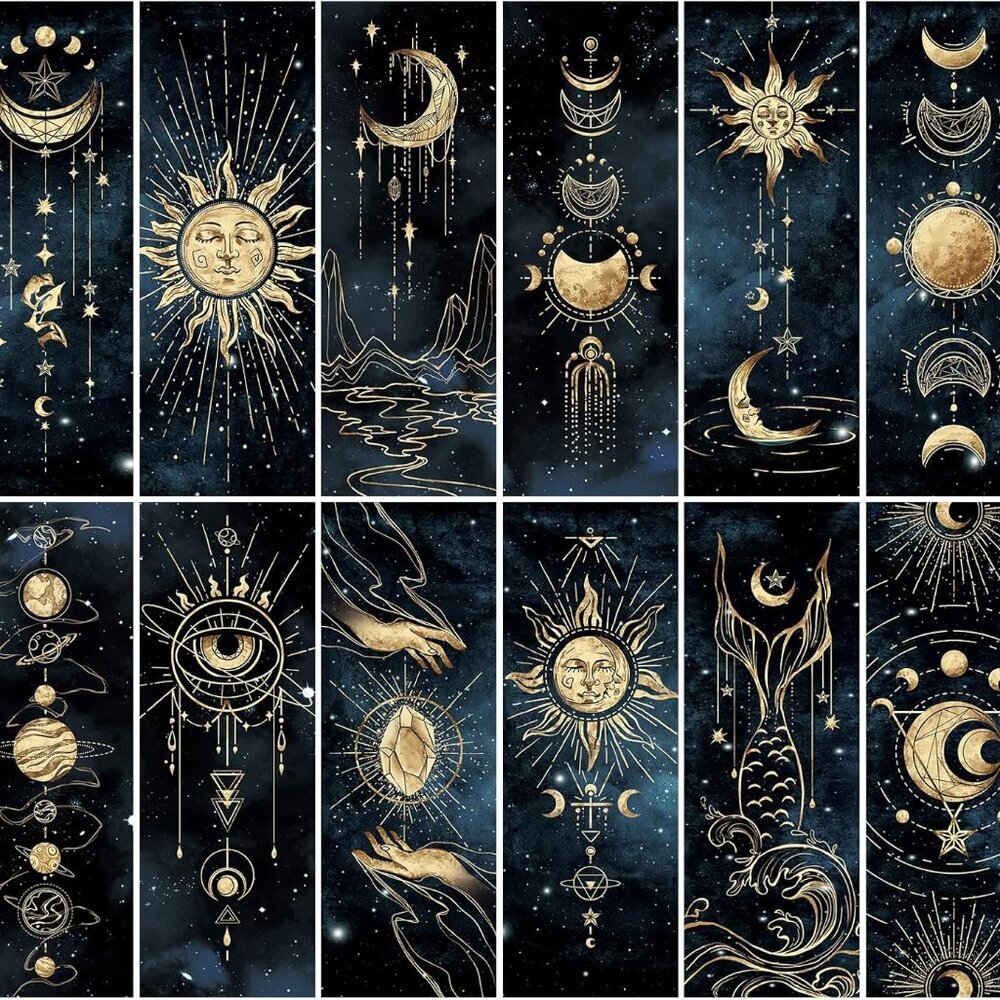 12 Pcs Cool Night Sky Bookmark, Bookmarks For Book Lovers, Bulk Bookmarks For Me